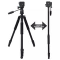 Convertible 2‑in‑1 Tripod Monopod with Fluid Pan Head and Carry Case